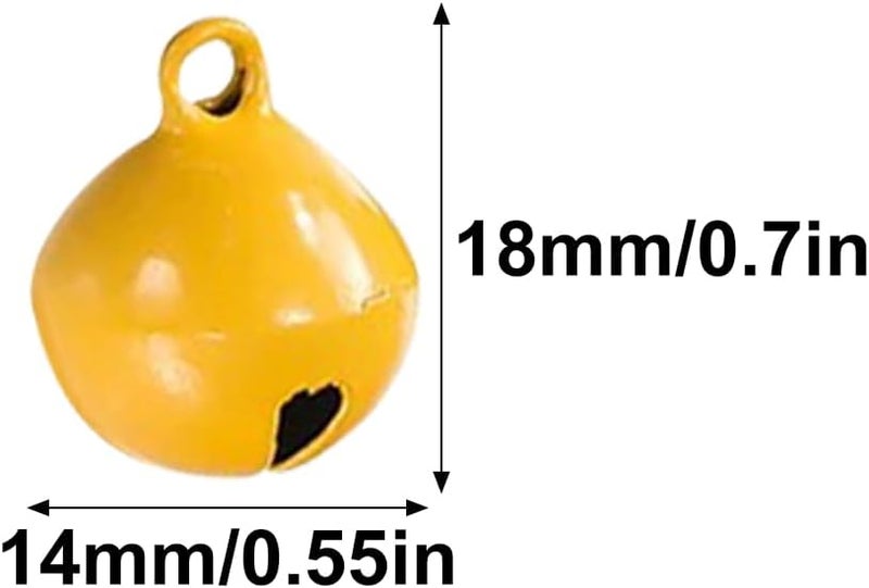 Yellow 10Pcs 14mm Jingle Bells For DIY Keychains Jewelry Pet Festival Decorations - Image 2